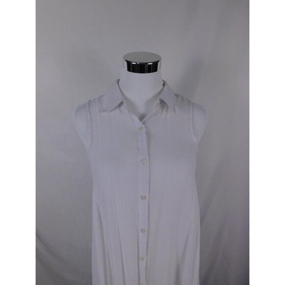 Mlle Gabrielle Shirt Dress Womens Small White Sleeveless Button Front Maxi - Picture 2 of 10